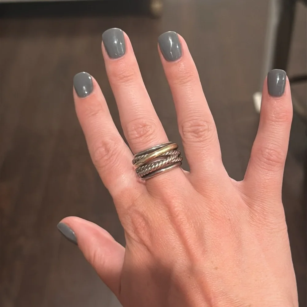 David Yurman Silver and Gold Ring - Picture 2 of 9